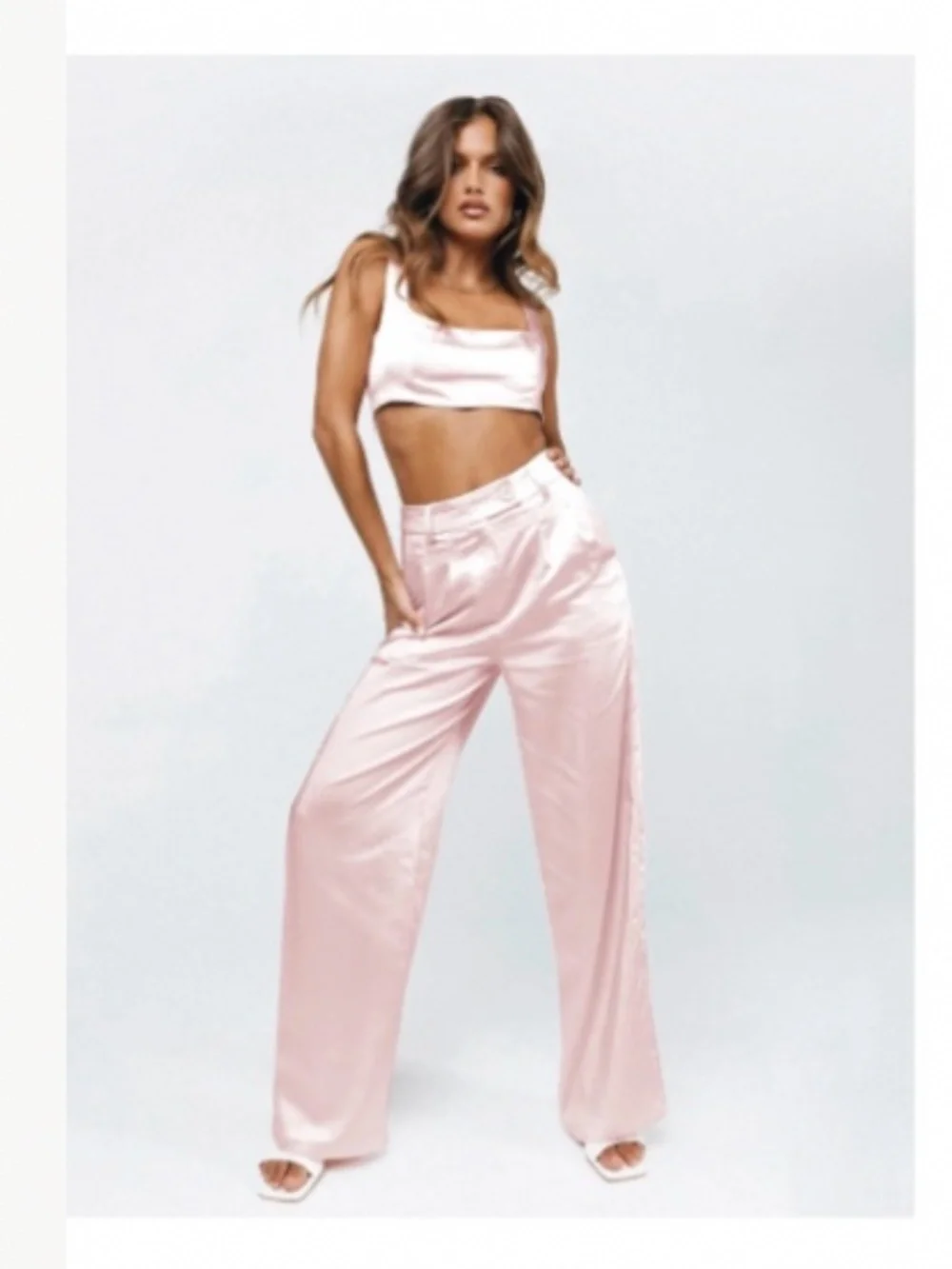Princess Polly Huxley Satin Two Piece Set Dusty Pink Size 6